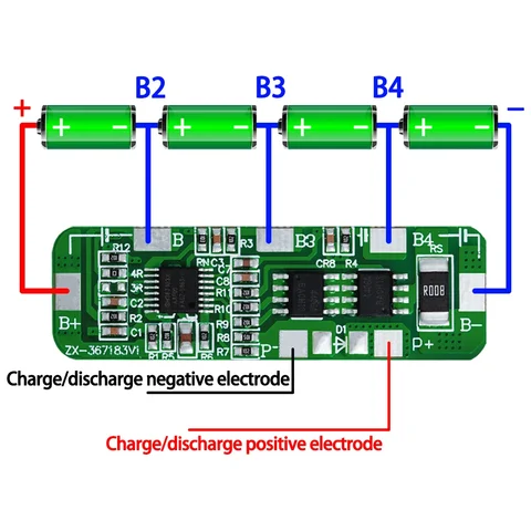Литий-ионная плата защиты BMS Baishundianzi 4S 20A