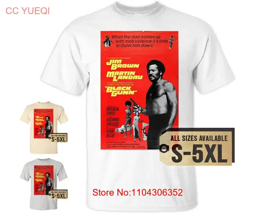 BLACK GUNN 1972 V2 T SHIRT Tee Movie Poster White Natural Vintage sizes S - 5XL long or short sleeves