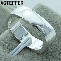 agteffer 925 sterling silver square circle rings for women men brand fashion simple wedding engagement party jewelry