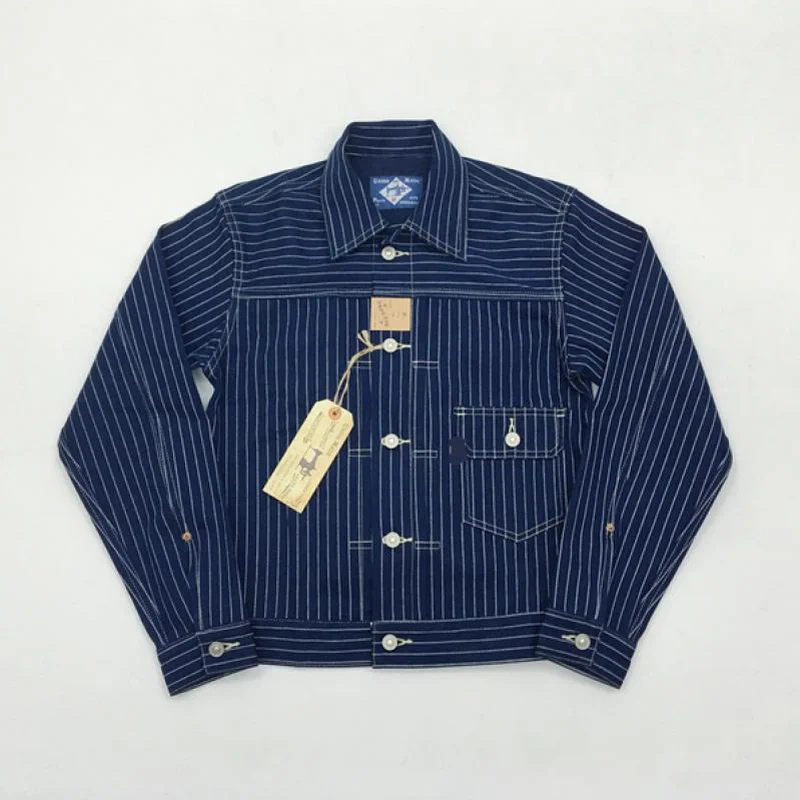 

BOB DONG Wabash Indigo Stripes 506XX 1st Denim Jacket Men's Selvedge Jean Workwear