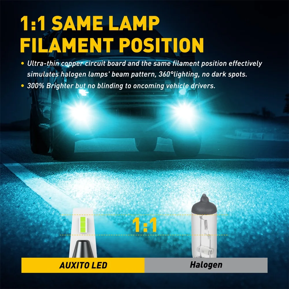 AUXITO 2x H11 LED White Yellow Fog Light Canbus H8 H9 H16(JP) LED Fog Lamp Bulbs Ice Blue LED Foglamp CSP DRL Car Driving Lamp images - 6