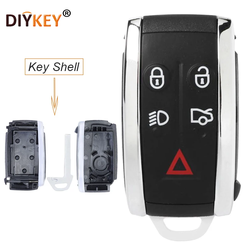 

DIYKEY 5 Buttons Smart Remote Car Key Shell Case Fob for Jaguar X-Type S-Type XF XFR XJ XJ8 XJR XK XKR 2007-2013 FCC:KR55WK49244