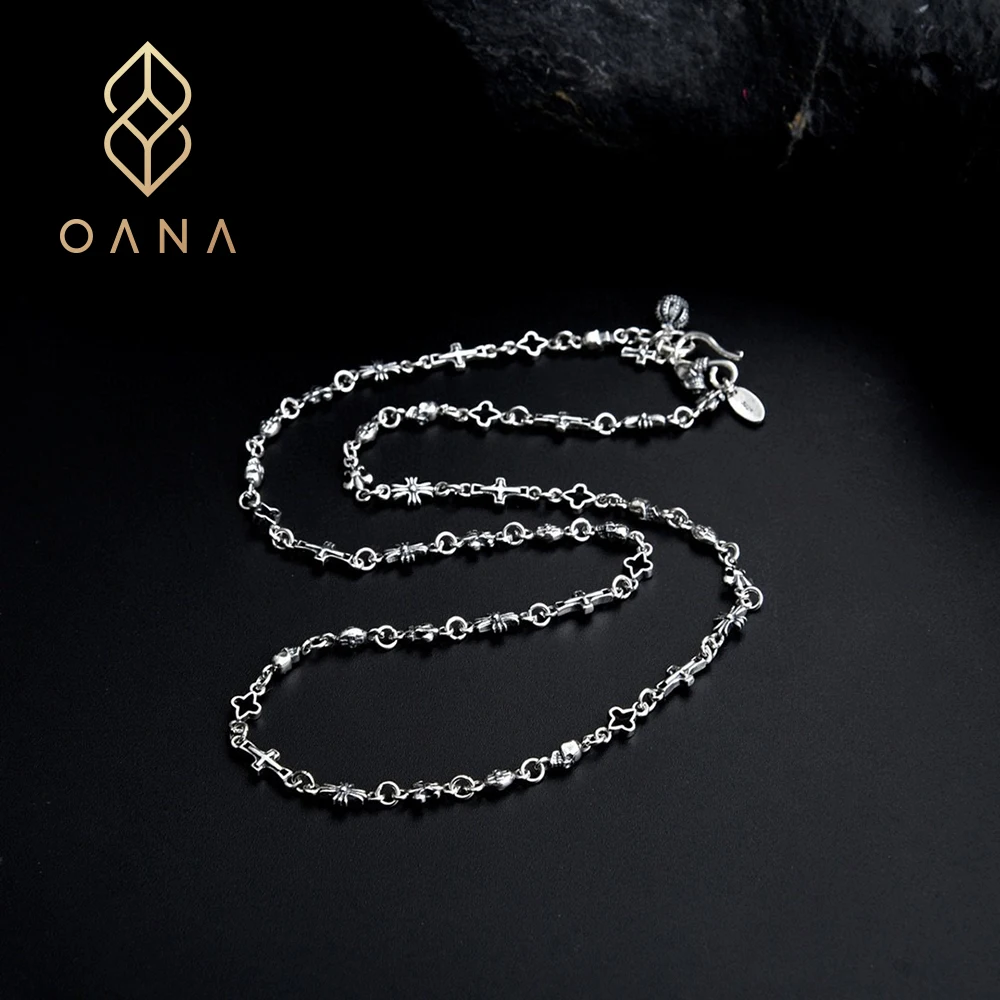 

Цепочка до ключиц OANA S925 из стерлингового серебра Ретро креативная личность Многоэлементная якорная Корона длинные универсальные ювелирные изделия