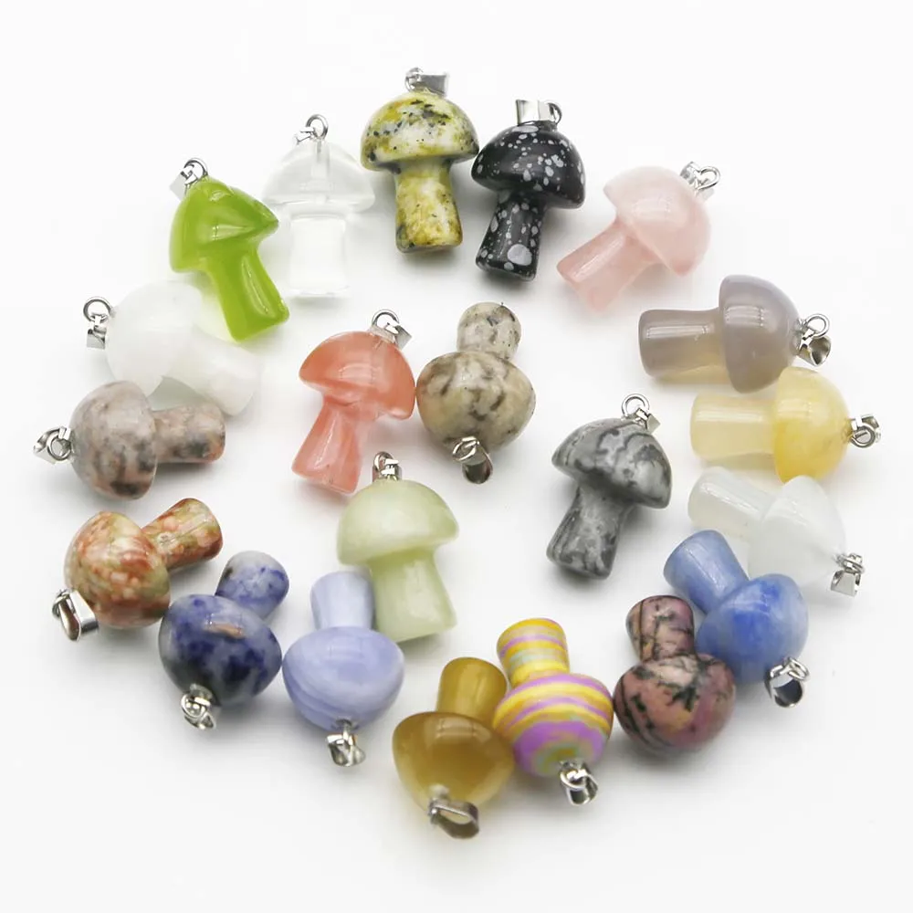 

Ожерелье из натурального камня с разноцветным агатом и подвеской в виде грибов, качественные подвески, модные ювелирные украшения, подарочные аксессуары, оптовая продажа, 20 шт.