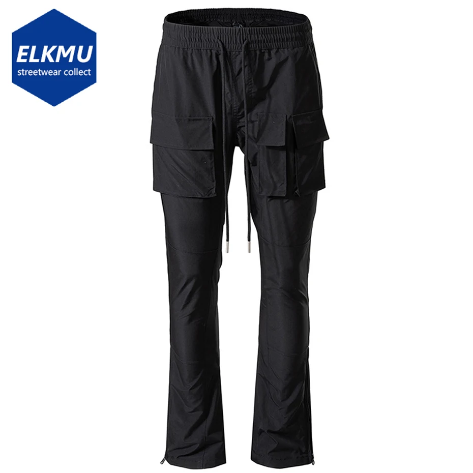 

Men's Fashion Cargo Pants Side Zipper Black Streetwear Pants Harajuku Hip Hop Man Multi Pants