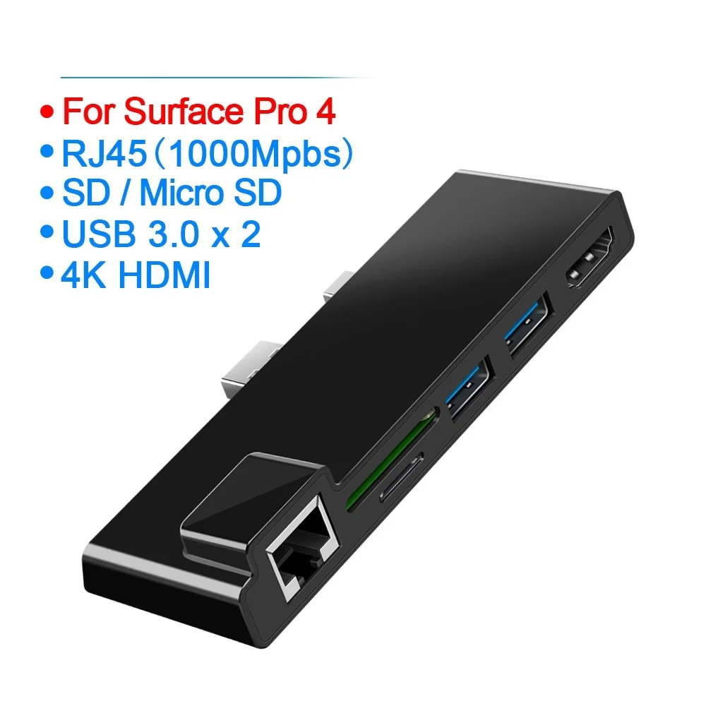 

Rocketek usb 3.0 HUB card reader 4K HDMI-compatible Gigabit Ethernet adapter SD/TF micro SD for Microsoft Surface Pro 4/5/6