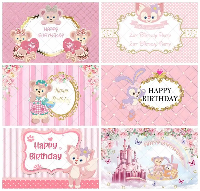 Фон для фотосъемки Disney Lynabelle с изображением розовых милых девушек