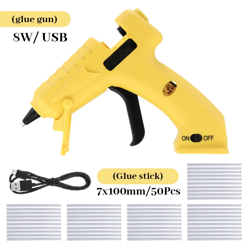 

3.7V Wireless Hot Melt Glue Gun 8W USB Rechargeable Lithium Battery Cordless Glue Gun with 7mm Glue Sticks Craft Repair Tool Gun