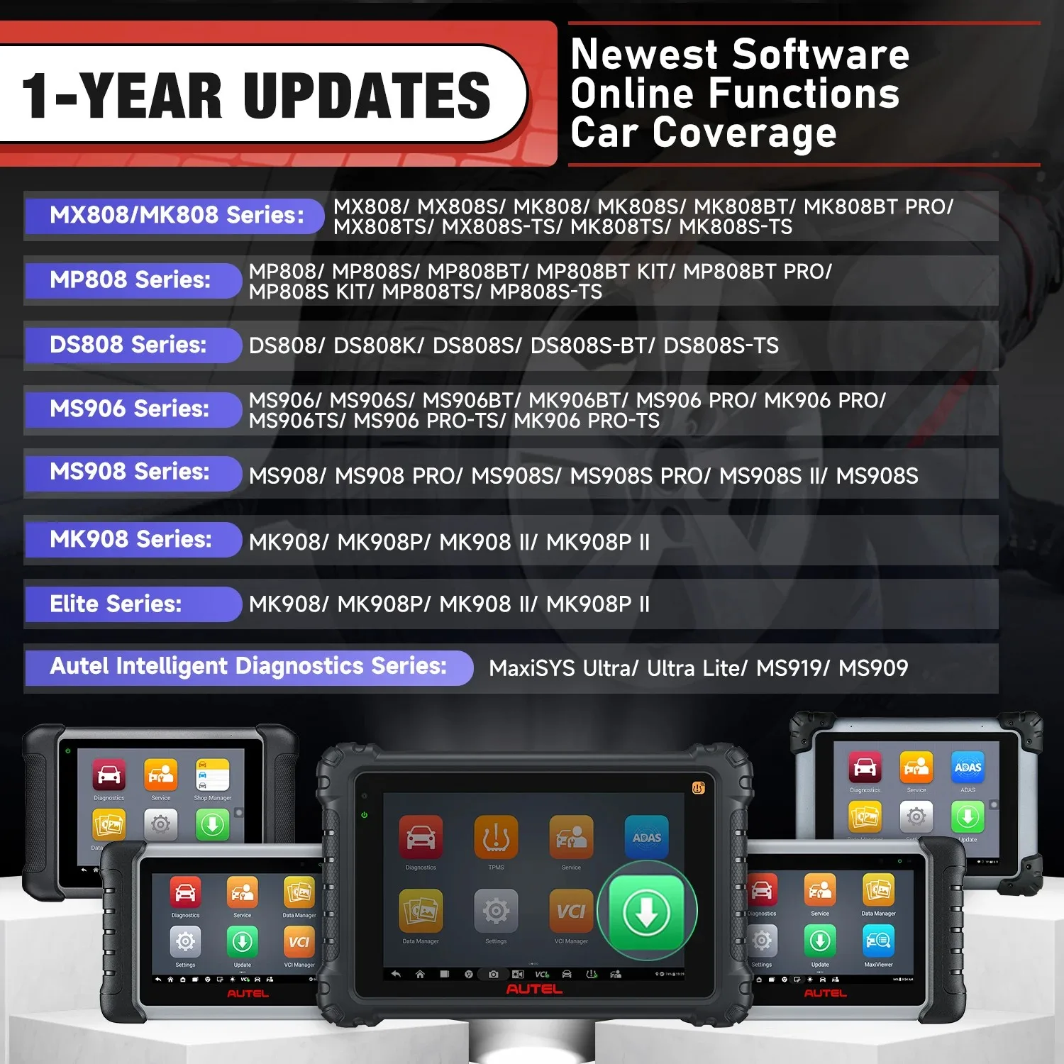 Обновление программного обеспечения AUTEL на 1 год для MS908MY908MK908MK908PMS908SMK908PMS908CVMS908CV (art.: 3920d03752e44) - 3920d03752e44