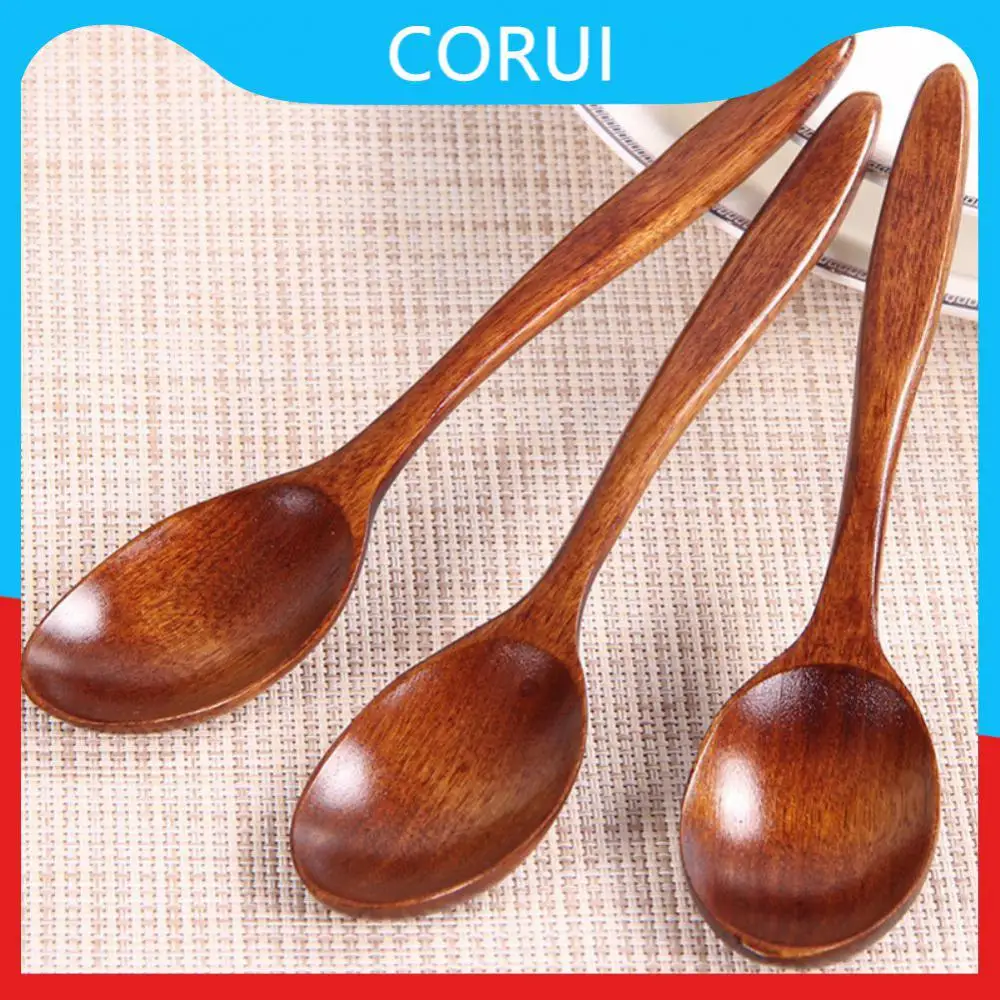 

1pcs Porridge Spoon Round Spoon Long Handle Soup Teaspoon Catering Household Kitchen Cooking Utensil Tool 18cm Ramen Spoon
