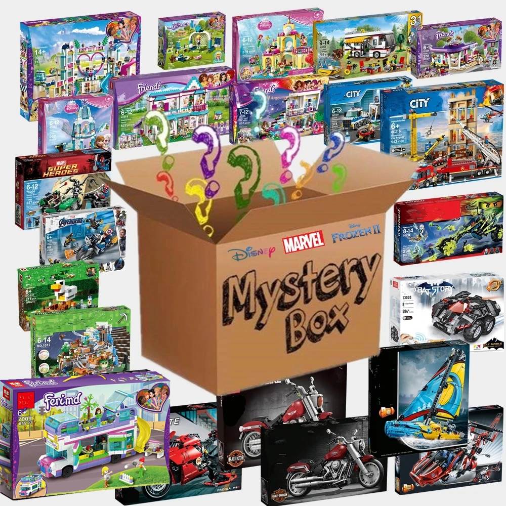 

3000g All Series Compatible RANDOM Disney Marvel Princess Friends Technical Frozen Building Blocks Brick Figures Children Toy