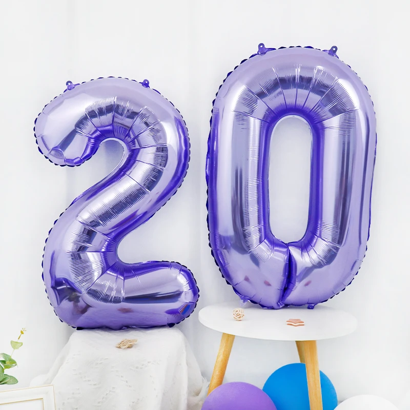 32inch Purple Number Balloon 0 1 2 3 4 5 6 7 8 9 Number Ballons Baby Shower Birthday Party Wedding anniversary Crown Decorations images - 6