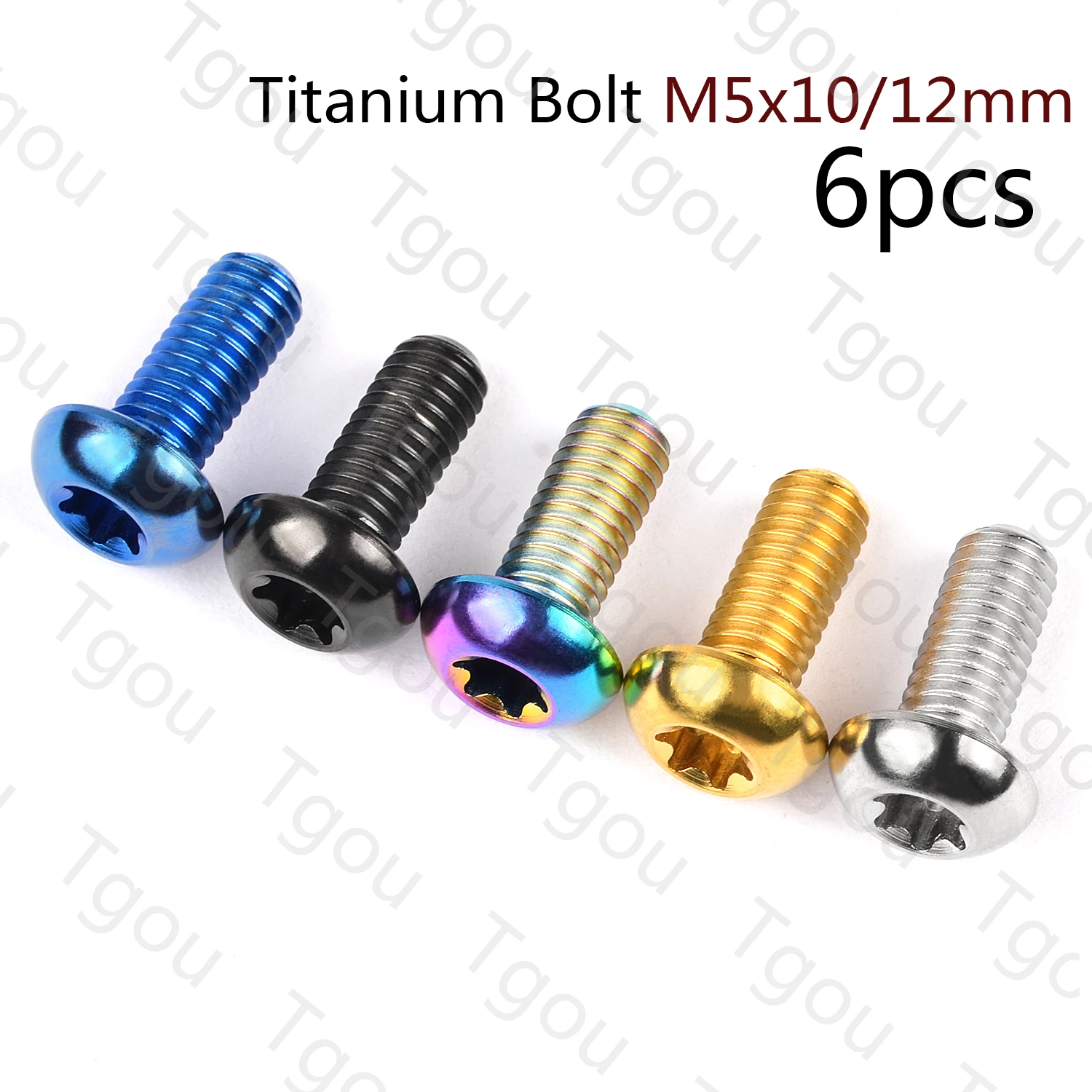 Tgou Titanium Bolt M5x10 12mm Torx T25 Screw for Disc Brake Rotors Mountain Bike 6pcs