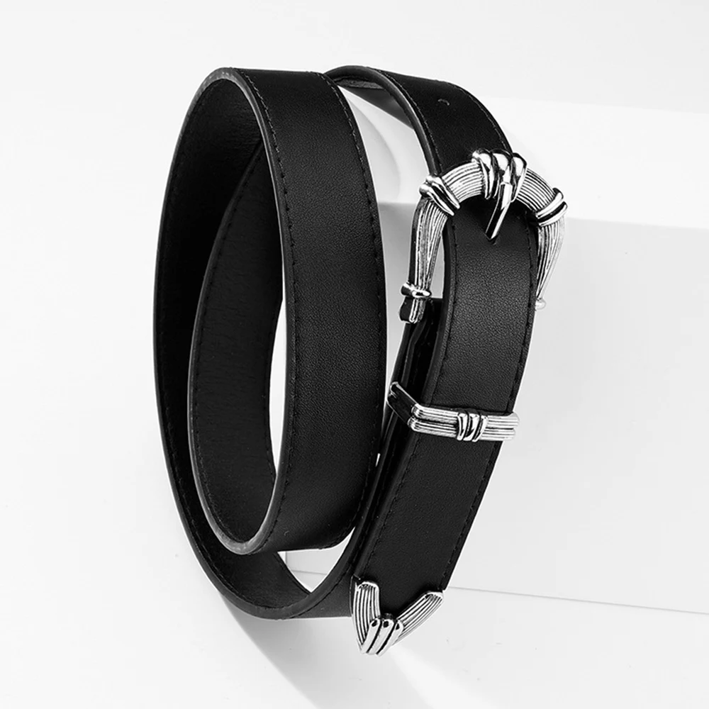

New Fashion Women's Vintage Carved Gold Buckle Belt PU Leather Gothic Casual All-Match Belt Dress Jeans Decorative Waistband