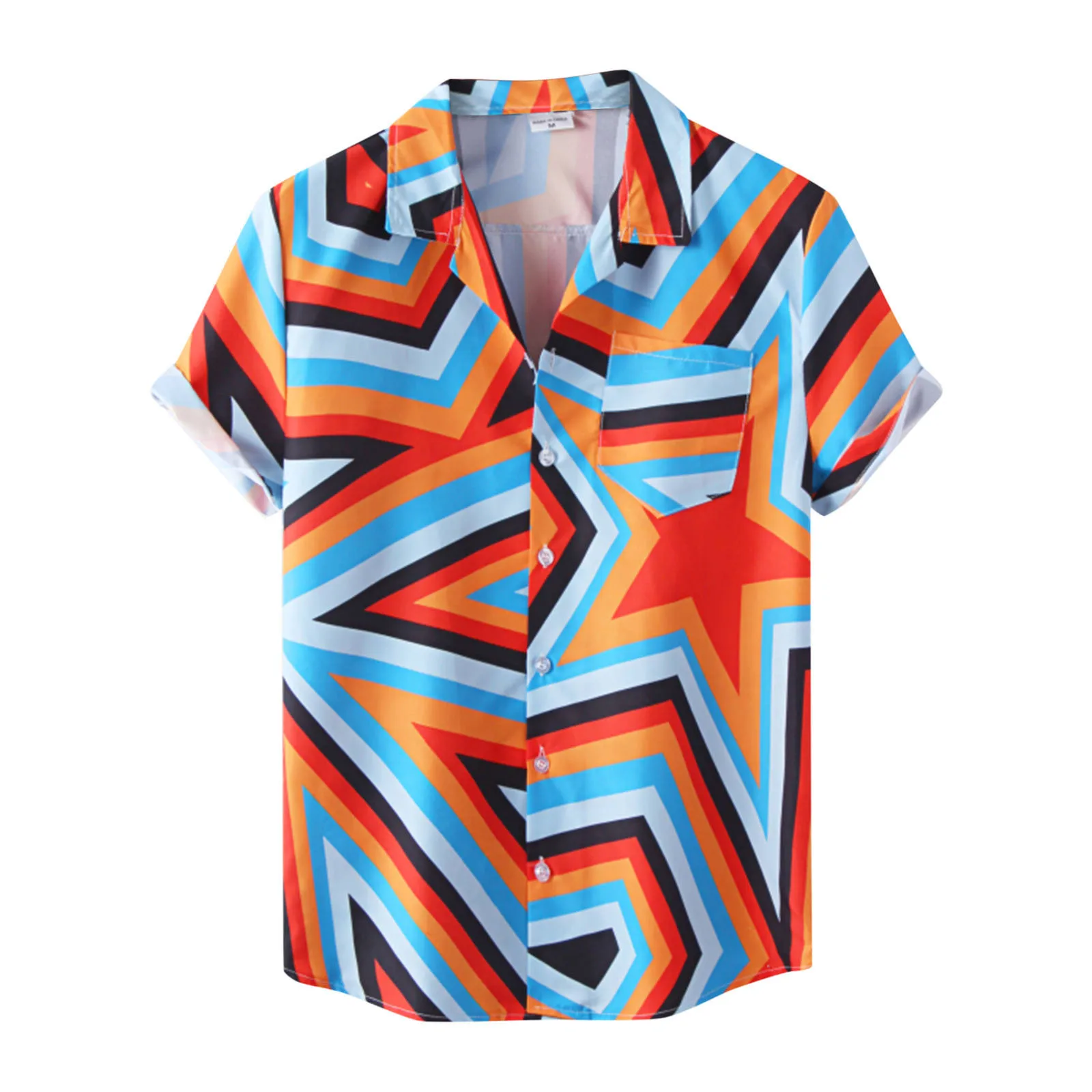 

Band 13 Men's Spring Fashion Top Shirt Printed Turndown Collar Top Casual Button Mens Nice Shirts Mens Metallic Shirt