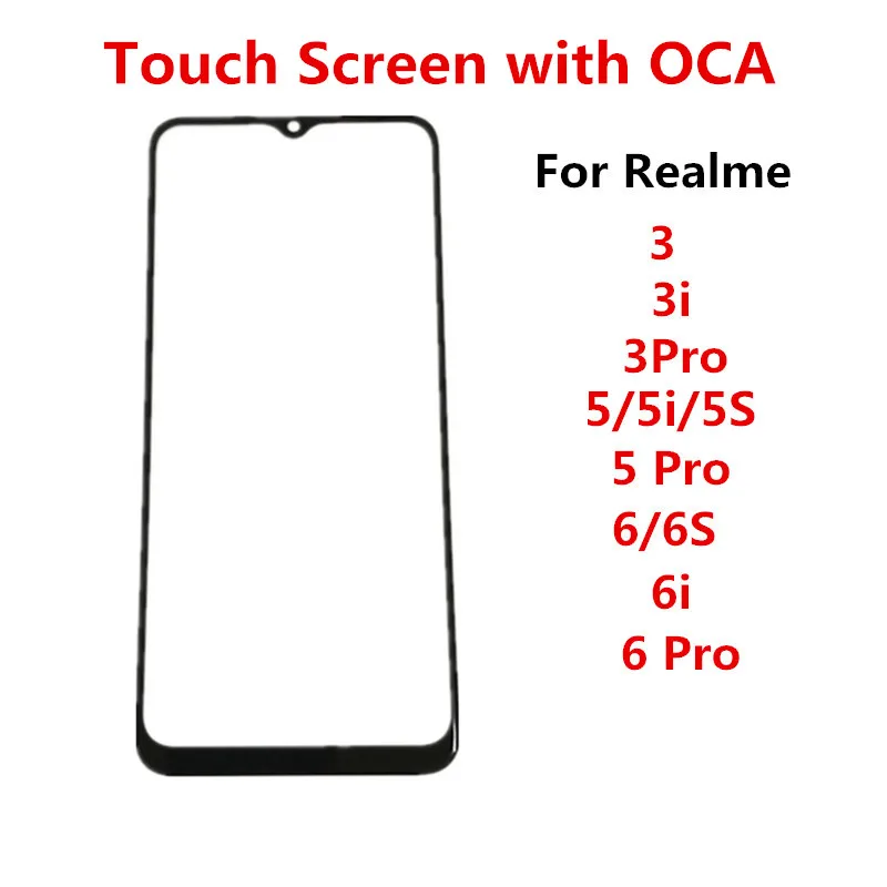 

Outer Screen For Realme 3 3i 5 5i 5S 6 Pro 6i 6S Front Touch Panel LCD Display Glass Cover Lens Repair Replace Parts + OCA