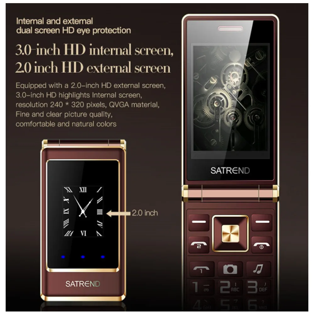 UNIWA A15 Dual Screen GSM Feature Phone Big Push-Button Flip Phone Dual Sim Dual Standby Cellphones for Senior FM Radio Vibrate