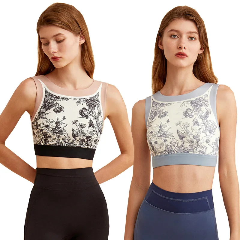 

Сексуальный жилет для йоги GG, женский спортивный бюстгальтер, нижнее белье с цветочным принтом, высокая эластичность, женская одежда для сп...