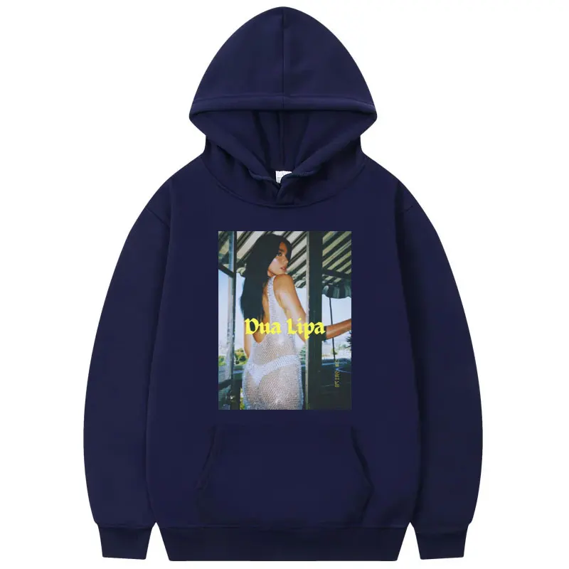 Singer Dua Lipa Aesthetics Print Hoodie Men Women Fashion Vintage Hooded Sweatshirts Autumn Winter High Quality Fleece Pullovers