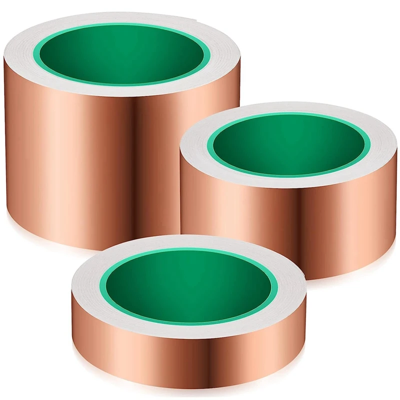 

3 Pcs Copper Tape Conductive Adhesive Copper Foil Tape (1Inch X 66 Ft, 2Inch X 66 Ft, 3Inch X 66 Ft)