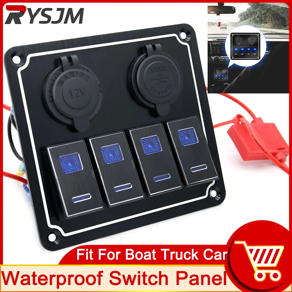 

4/6 банды светодиодный кулисный переключатель панель двойной USB порт 12 В автомобильное реле выход комбинированный переключатель для автомобиля морской лодки Аксессуары