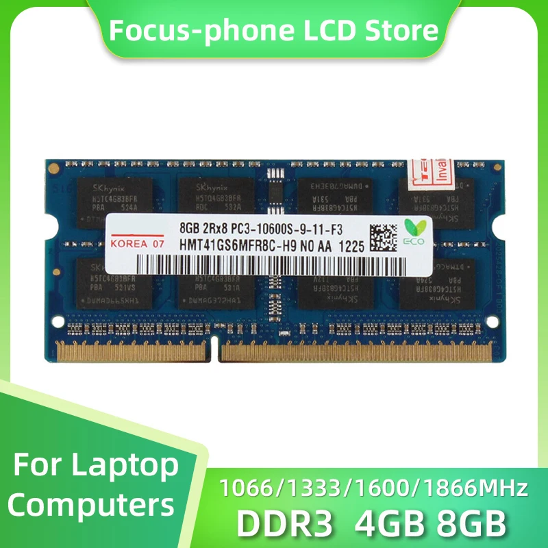 

DDR3 4GB 8GB 1066MHz 1333MHz 1600MHz 1866MHz 2R×8 Laptop RAM Notebook Memory SODIMM PC3-8500 10600 12800 1.5V 204 Pin