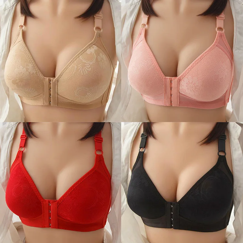

2022 New Arrival Front Button Plus Size Bra Sexy Breathable No Rim Underwear Women Gather Adjustment Type