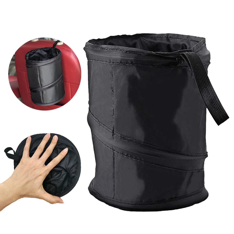 

Car Trash Can Waterproof Pack Bag Car Trash Bag for Little Leak Proof Car Cooler Bag- Car Garbage Bag with Side Pocket Black 1Pc