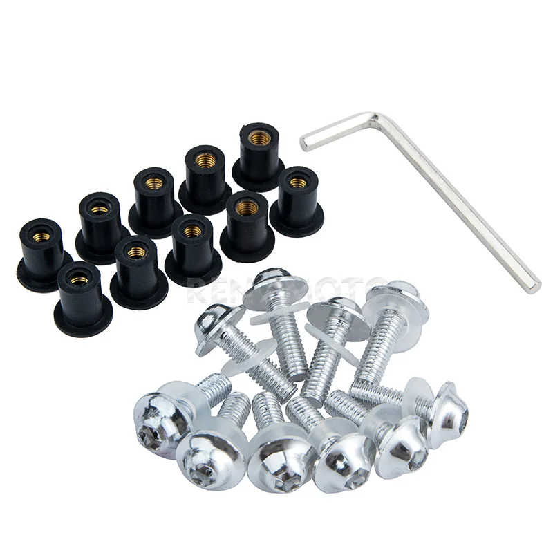 

10pcs M5x16mm Motorcycle Windshield Nuts Rubber Windshield Fairing Bolt Universal Fastener Motorcycle Screw Accessories