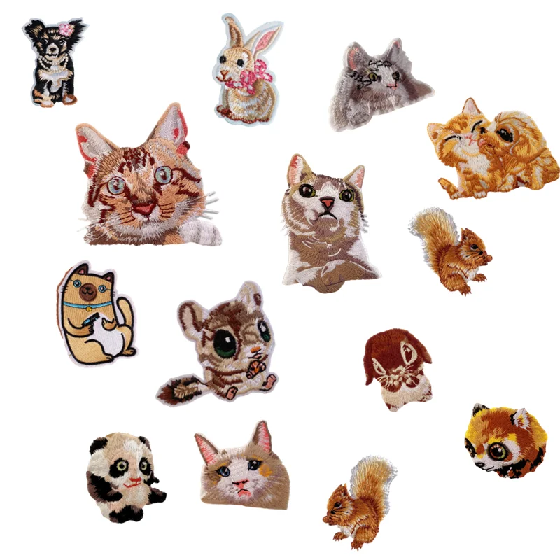 

Cartoon Animal Embroidery Cloth Sticker Cat Dog Anime Sticker Kawaii Children's Birthday Party Decoration Clothes Patch Sticker