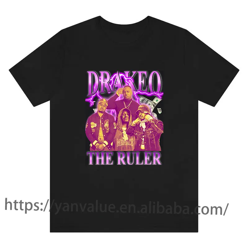 Оптовая продажа футболка Drakeo с рисунком линейки Винтажная в стиле хип-хоп низкая