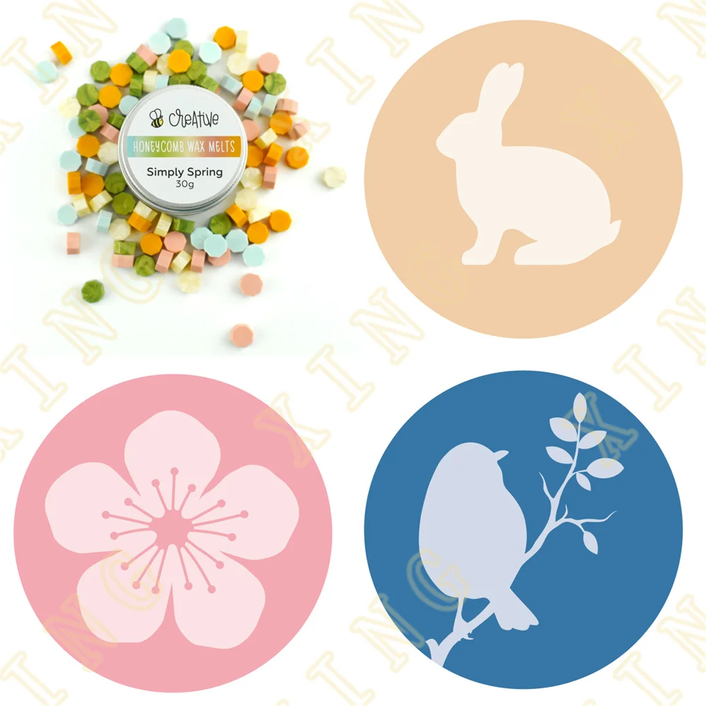 

Spring Bird Bunny Cherry Blossom Fire Paint Seal Embossed Pearl Shell Pattern Hand Account Seal European Invitation Decoration