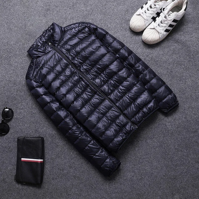 Brand Autumn Winter Light Down Jacket Men's Fashion Hooded Short Large Ultra-thin Lightweight Youth Slim Coat Down Jackets
