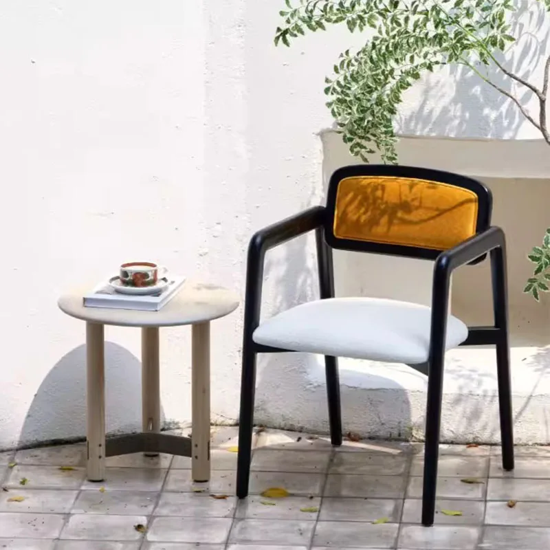 

Designer Luxury Dining Chair Waiting Salon Regale Garden Wooden Armchair Black Balcony Restaurant Sillas De Comedor Furniture