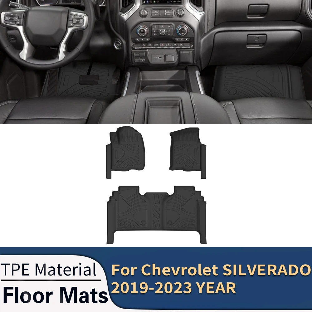 

Автомобильные коврики для Chevrolet SILVERADO 2019-2023, всесезонные коврики для ног из ТПЭ без запаха, коврик для подноса, аксессуары для интерьера