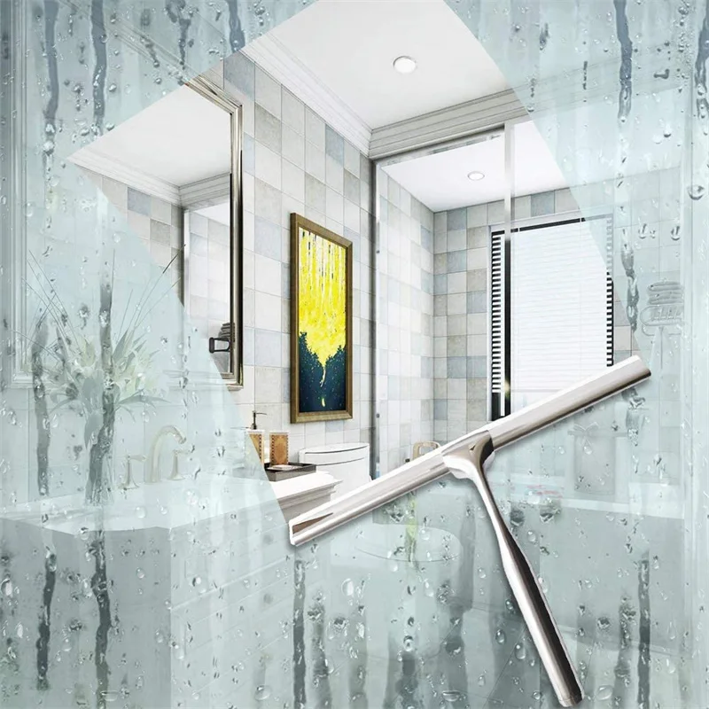 

Shower Squeegee Glass Window Cleaner Car Glass Scraper Kitchen Stainless Steel Bathroom Cleaning Tool Glass with Hook Holder