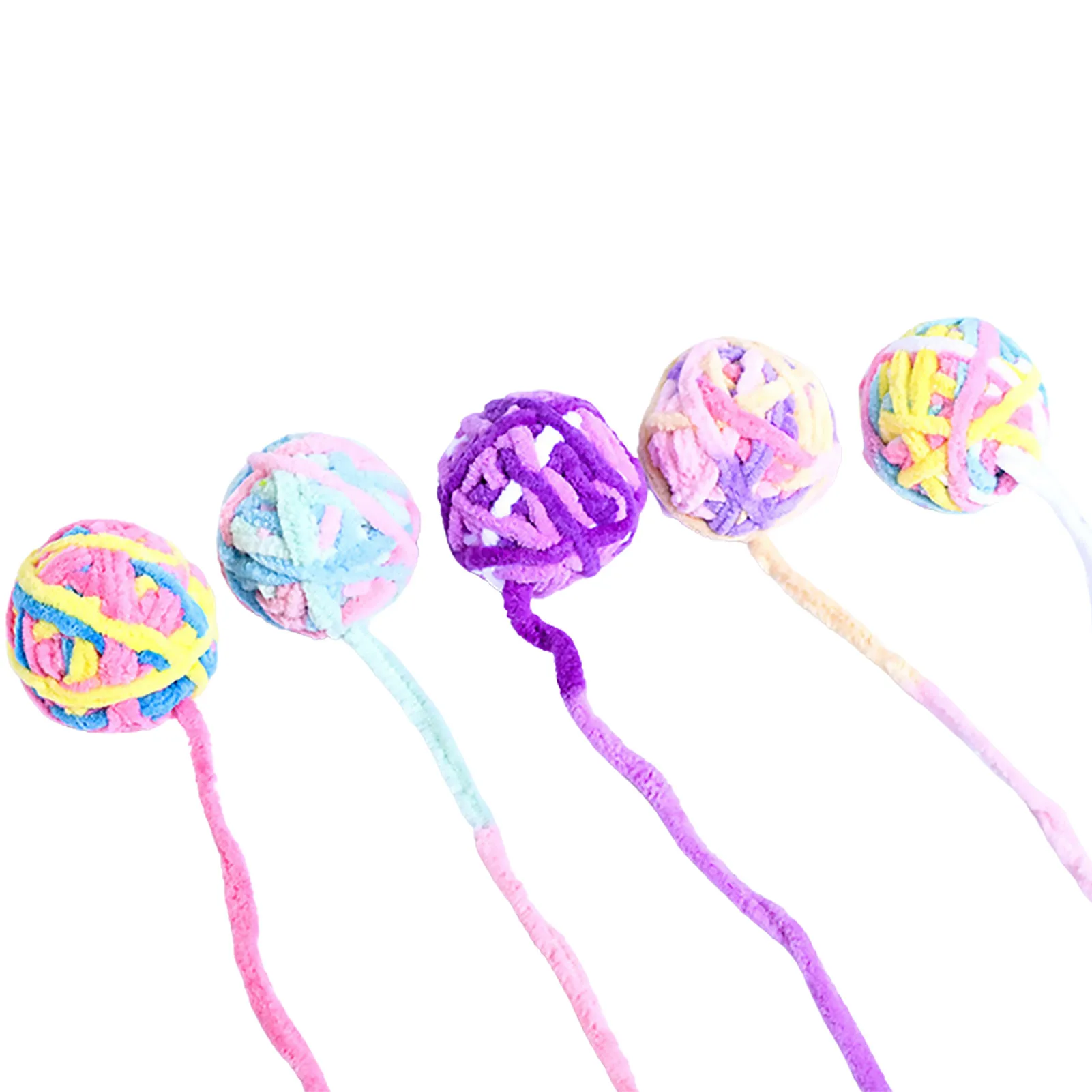 

Шарики из пряжи для кошек, красочные мягкие пушистые шарики, встроенный Колокольчик для кошек, шерстяные игрушечные мячи для кошек с колоко...