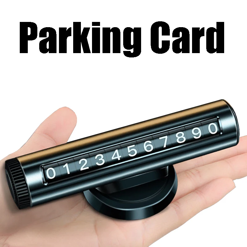 

Universal Car Parking Phone Number Card 360 Rotatable Temporary Stop Plate Car Styling Interior Hidden Metal Alloy Stopping Sign