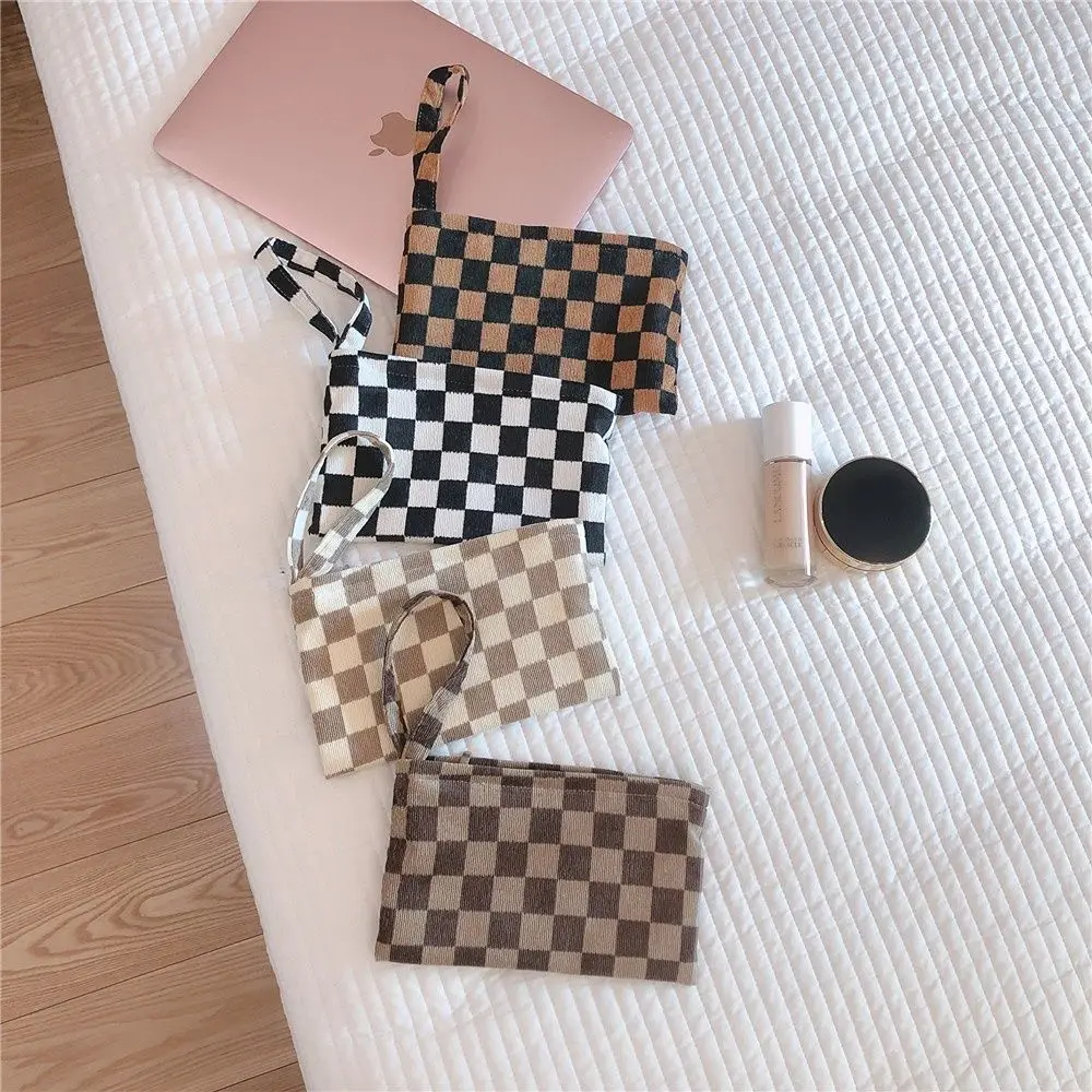 

Corduroy Temperament Toiletry Bag Checkerboard Pencil Bag Cosmetic Bag Makeup Organizer Cosmetic Case Makeup Bag
