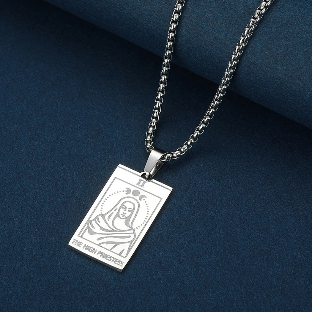 CHENGXUN из нержавеющей стали высокая священница карты Таро кулон ожерелье для