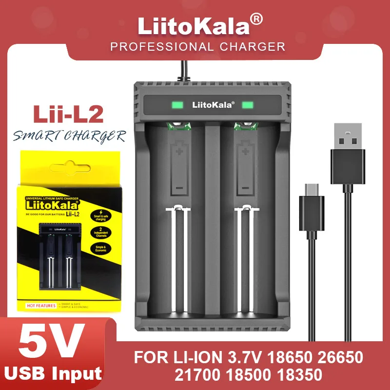 

LiitoKala Lii-L2 18650 3.7V 18650 26650 21700 20700 20650 18500 18490 18350 Rechargeable Battery Charger