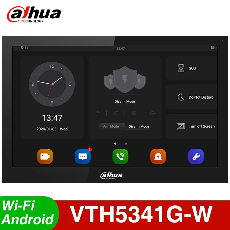 Dahua VTH5341G-W Android POE 10-дюймовый цифровой внутренний монитор, видеодомофон, беспроводной дверной звонок, умный дом