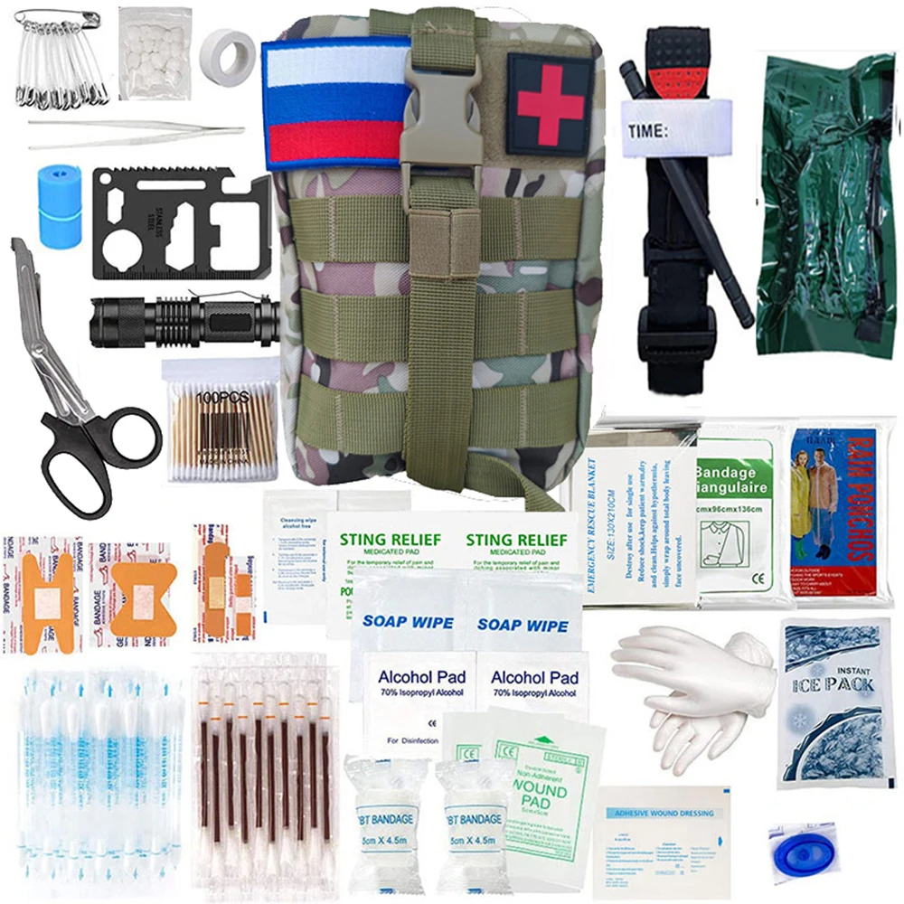 

164 Pcs Outdoor Gear Survival First Aid Kit Molle Emergency Kits Trauma Bag For Camping Hunting Disaster Adventures Survival Kit