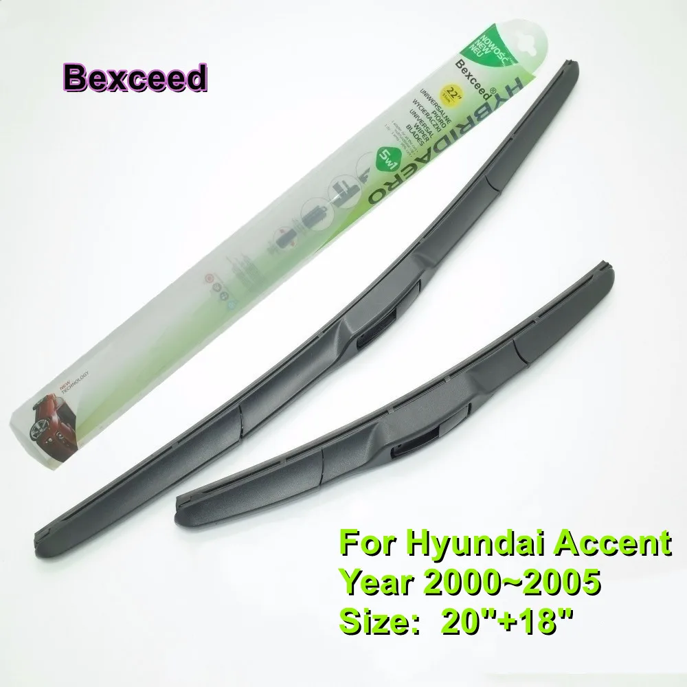 

Гибридная щетка стеклоочистителя для Hyundai Accent, 20 + 18 дюймов, Bexceed, лобовое стекло автомобиля, 2000, 2001, 2002, 2003, 2004, 2005