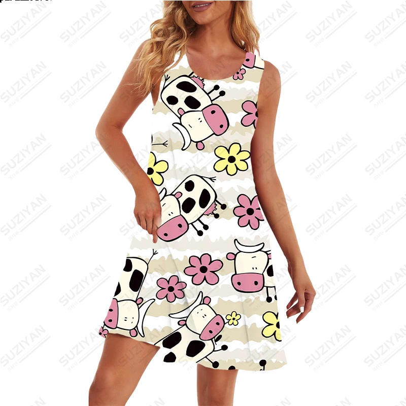 

New women's short sleeved round neck loose oversized temperament sexy women's floral A-line skirt printed elegant women's dress