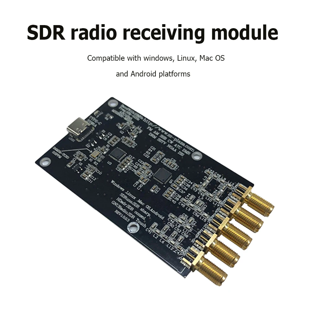 

SDR Receiver Module Built-in 24M-TCXO 0.5PPM AM FM Radio Receiver Board USB-C 10K-1GHz for Windows/Linux/Mac OS/Android for SDR