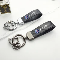 new fashion car carbon fiber leather rope keychain for saab 03 10 scania bj scs 9 5x 95 93 900 4289 x turbo x 600 monster gt750