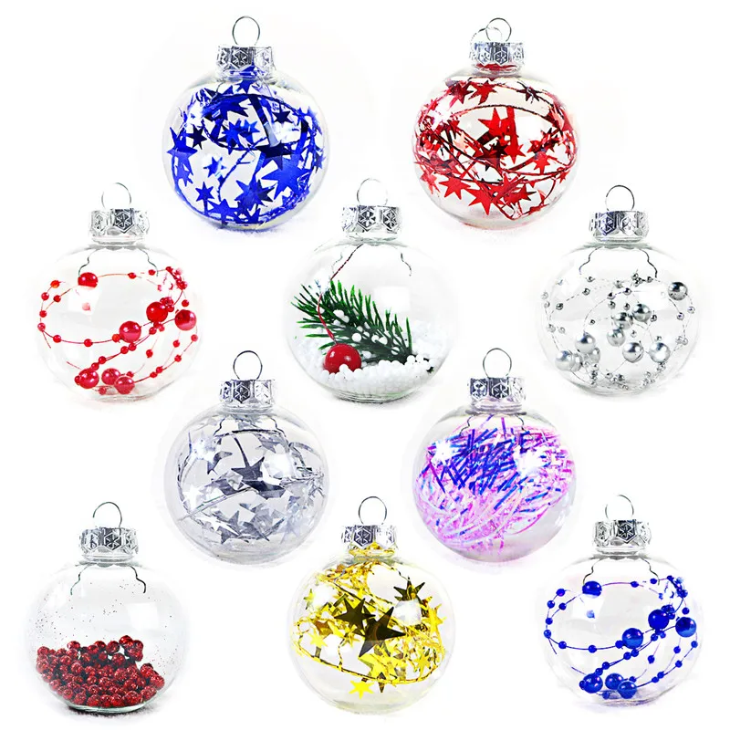 

6cm Snow Globe Style Crystal Christmas Balls Xmas Tree Hanging Ornaments Pinecone Glittering Christmas Decoration