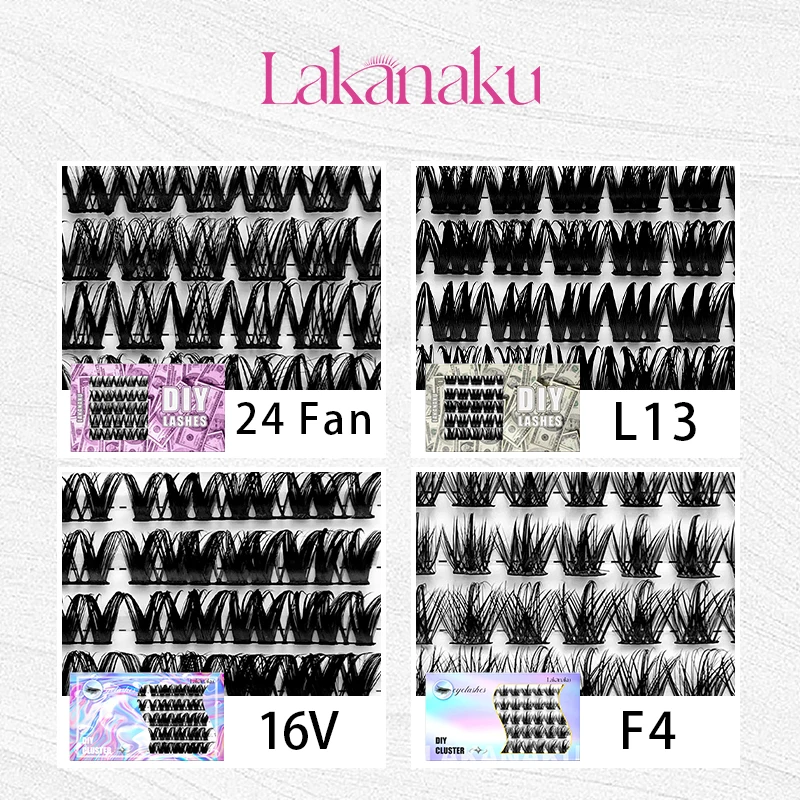 LAKANAKU DIY кластерные ресницы Mega Volume Lashes Пушистые наращивание ресниц