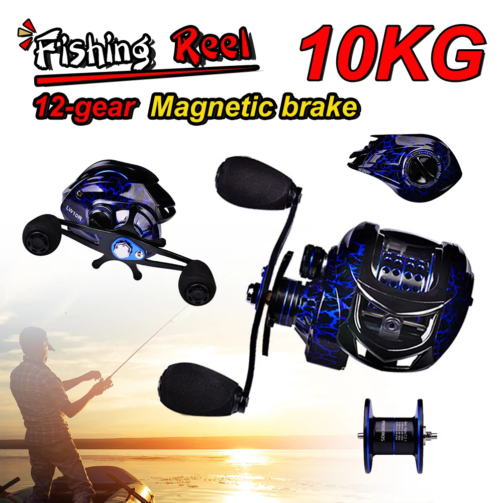 

Fishing Reel 10KG Max Drag Baitcasting Reel 9+1BB 7.2:1 Gear Ratio Deep Shallow Metal Spool Bass Fishing for Freshwater Saltwaer